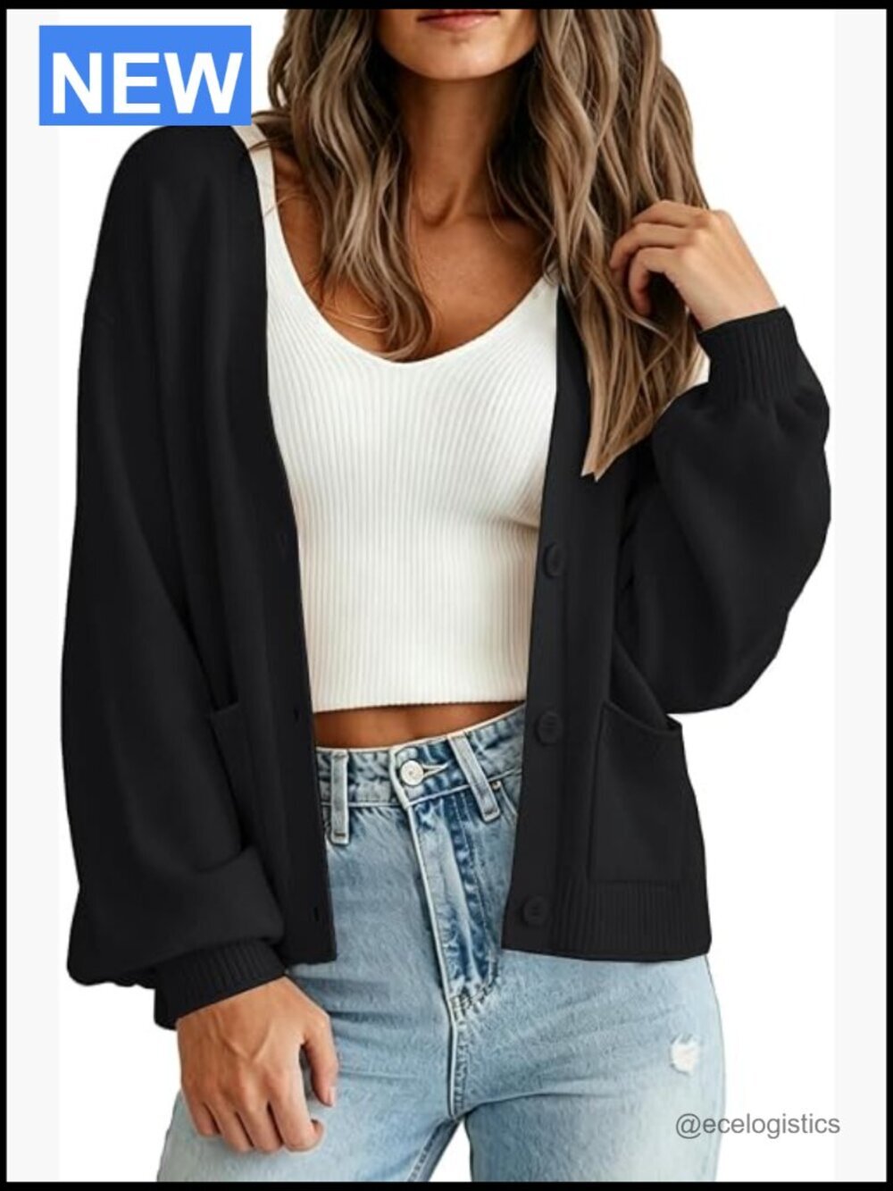 Lightweight Knit Cardigan Long Sleeve Crewneck Button Down Open Front with